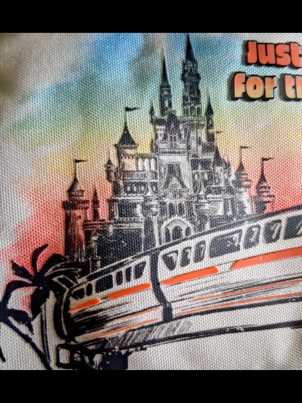 Just Along for the Ride Monorail Graphic Crossbody Bag - White & Orange - Picture 3 of 13